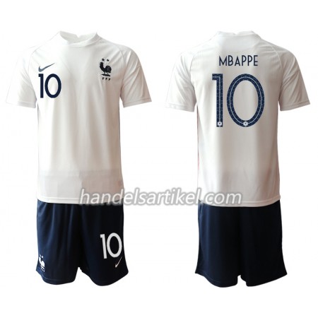 Frankreich Kylian Mbappé 10 Kinder Auswärts Trikotsatz Euro 2020 Kurzarm (+ Kurze Hosen)